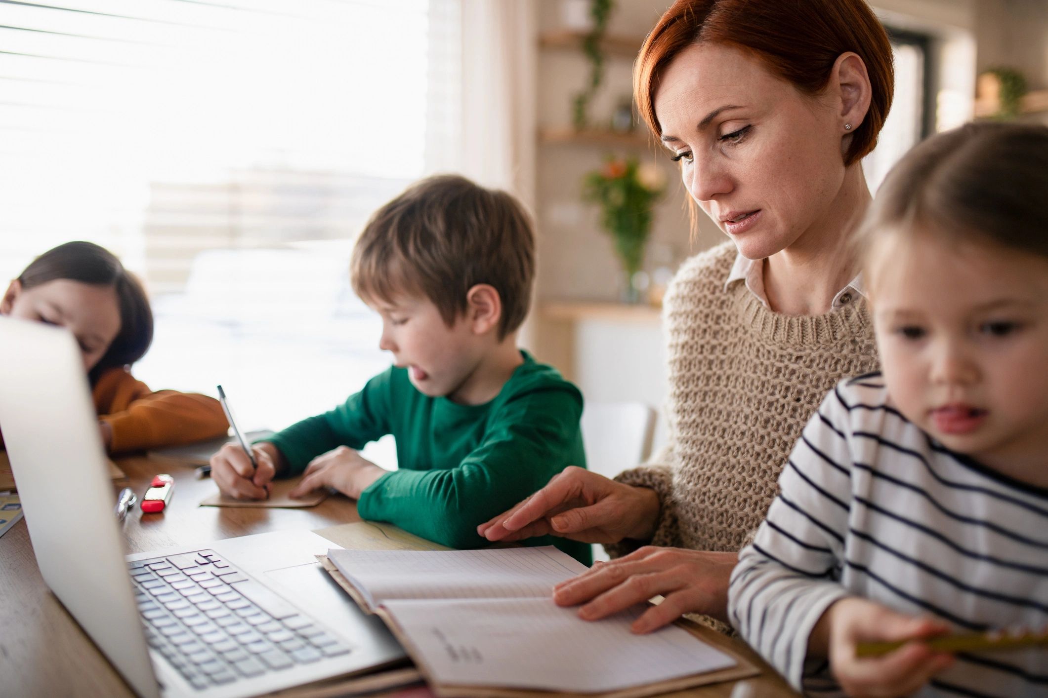 homeschooling family learning at home