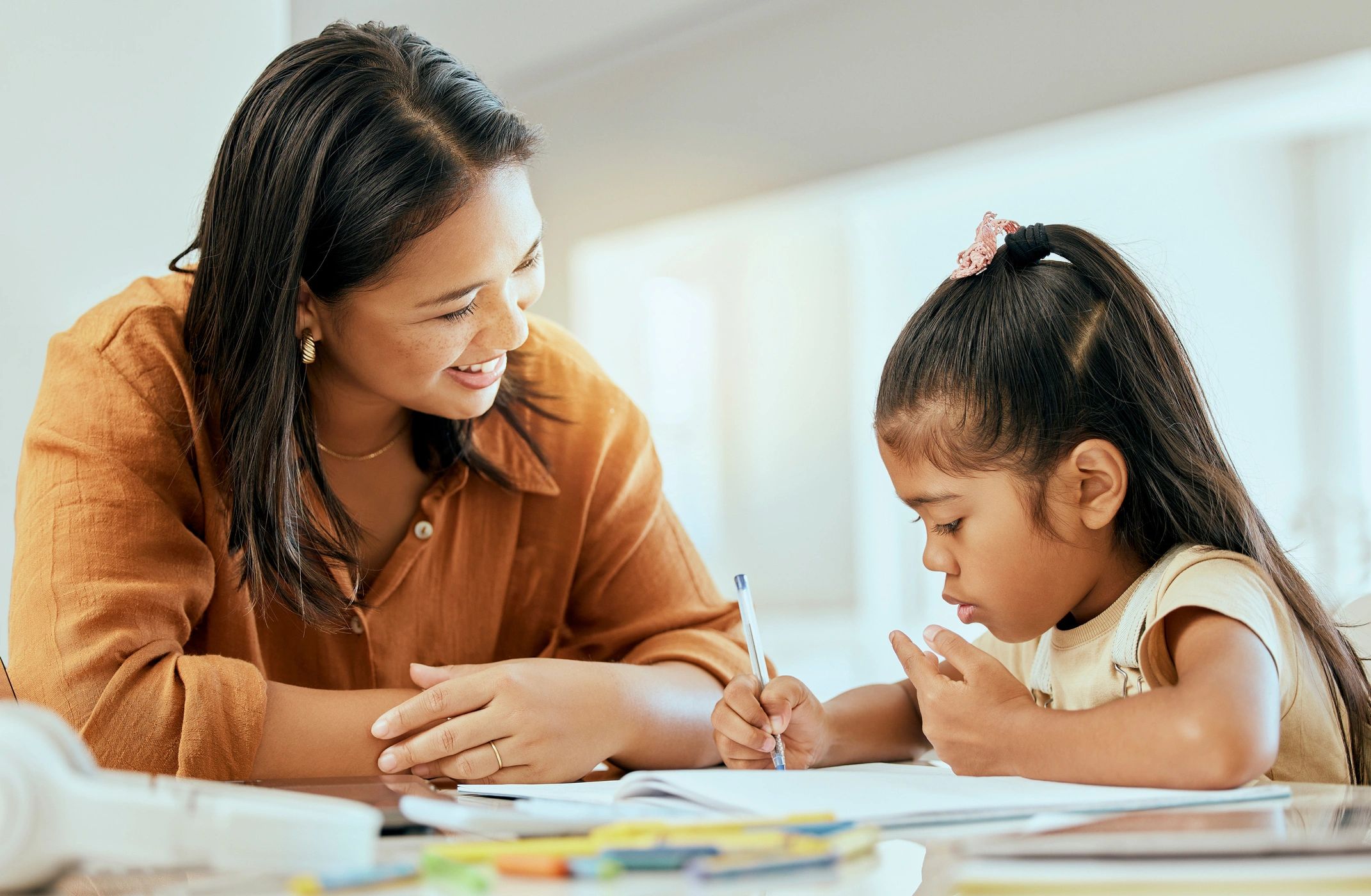 family learning homeschooling together
