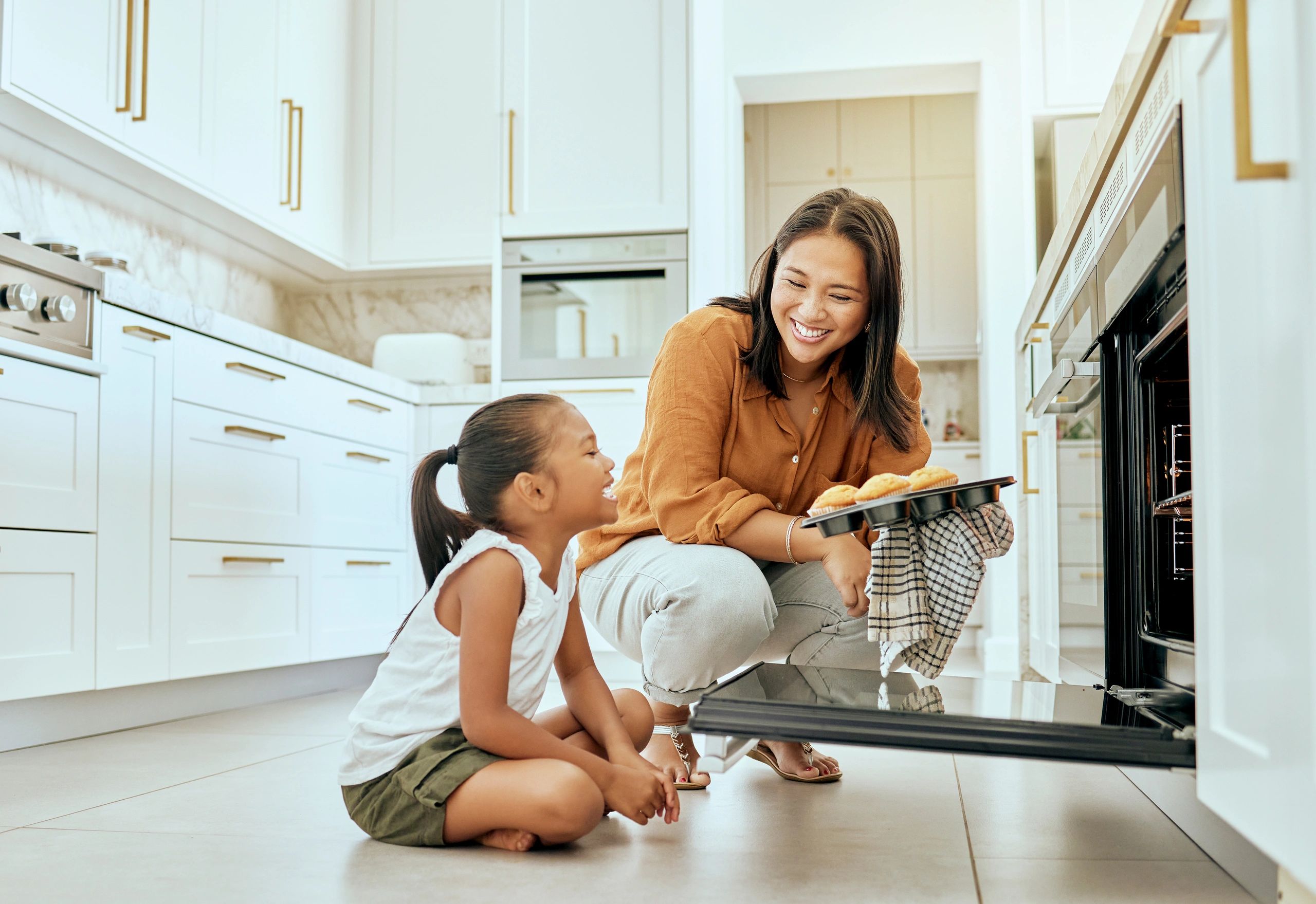 family cooking kitchen warm food