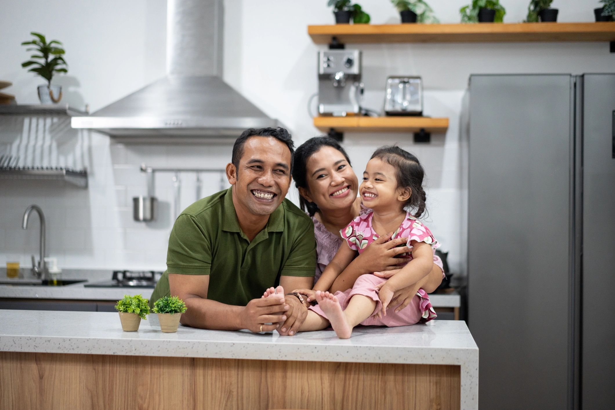 happy family at home kitchen