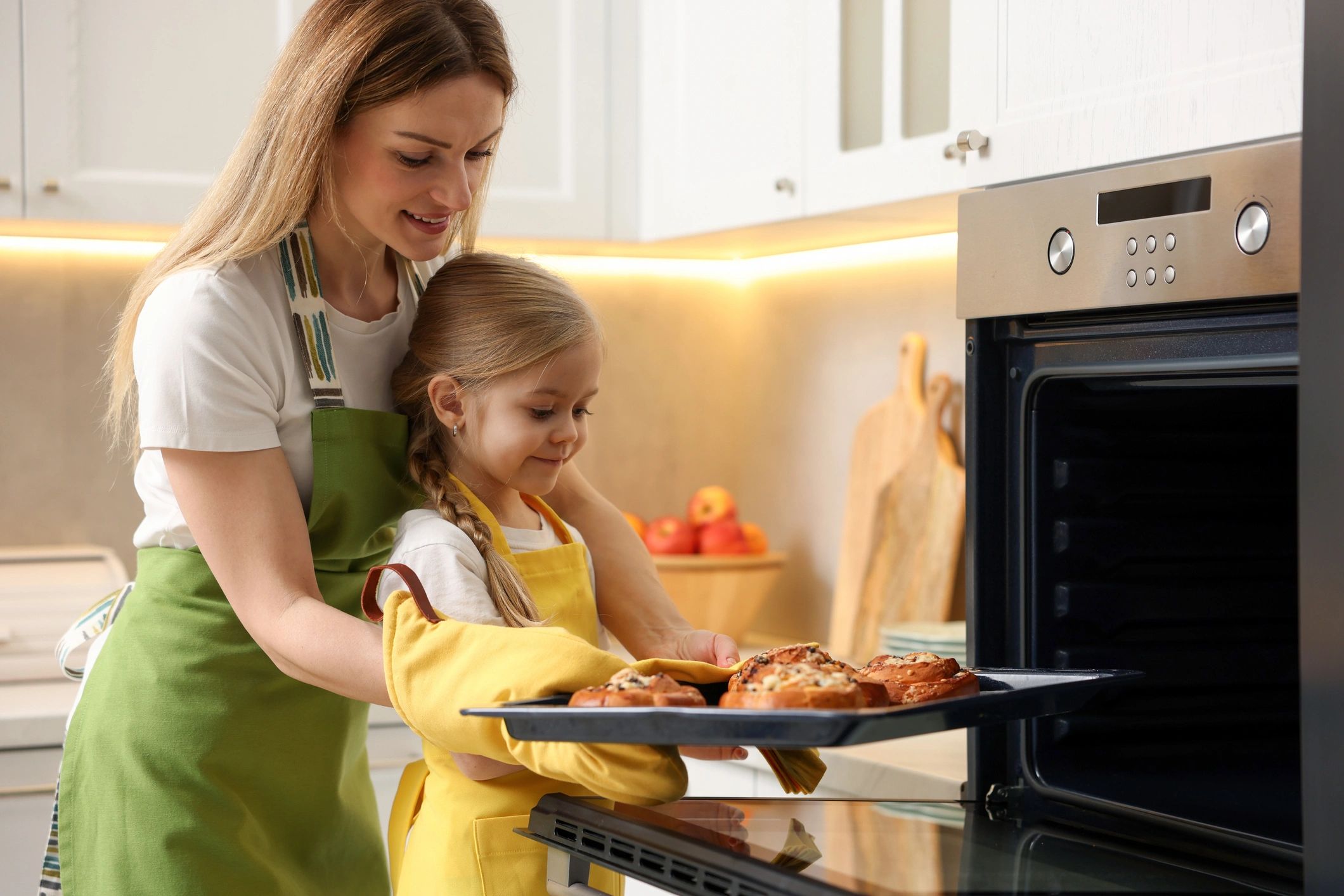 family cooking kitchen warm food