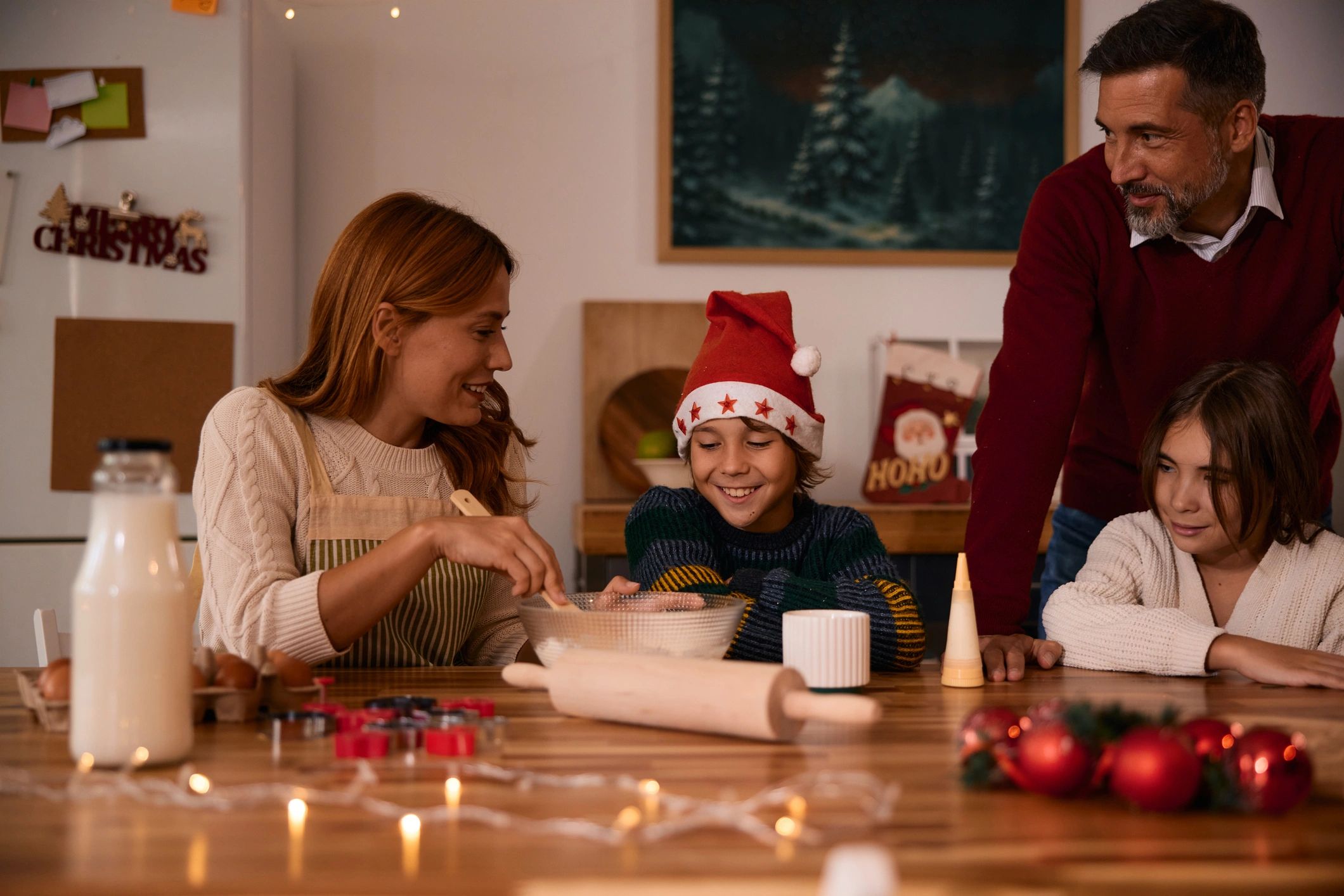 family cooking kitchen warm food