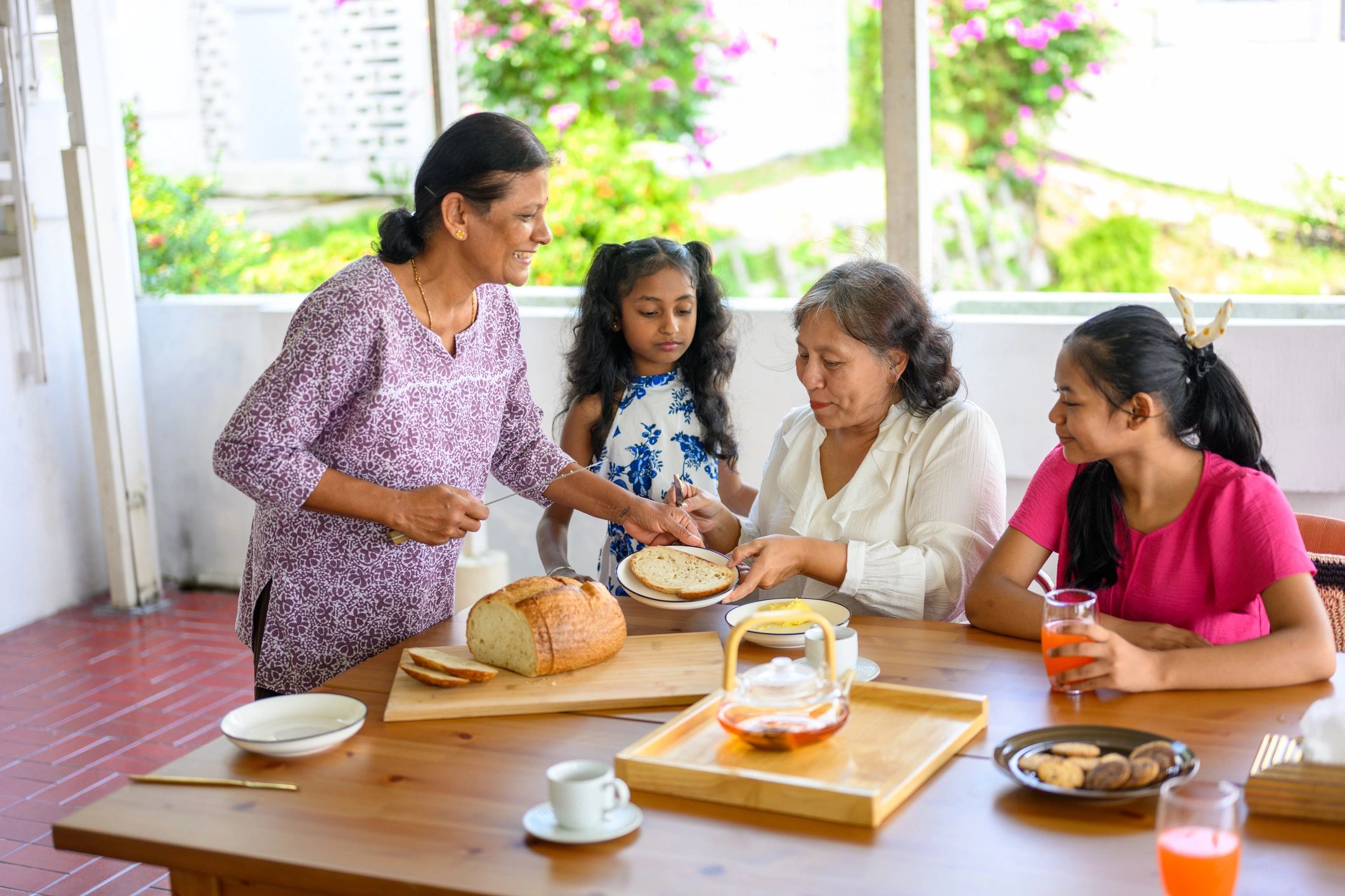 homemade baked goods family table